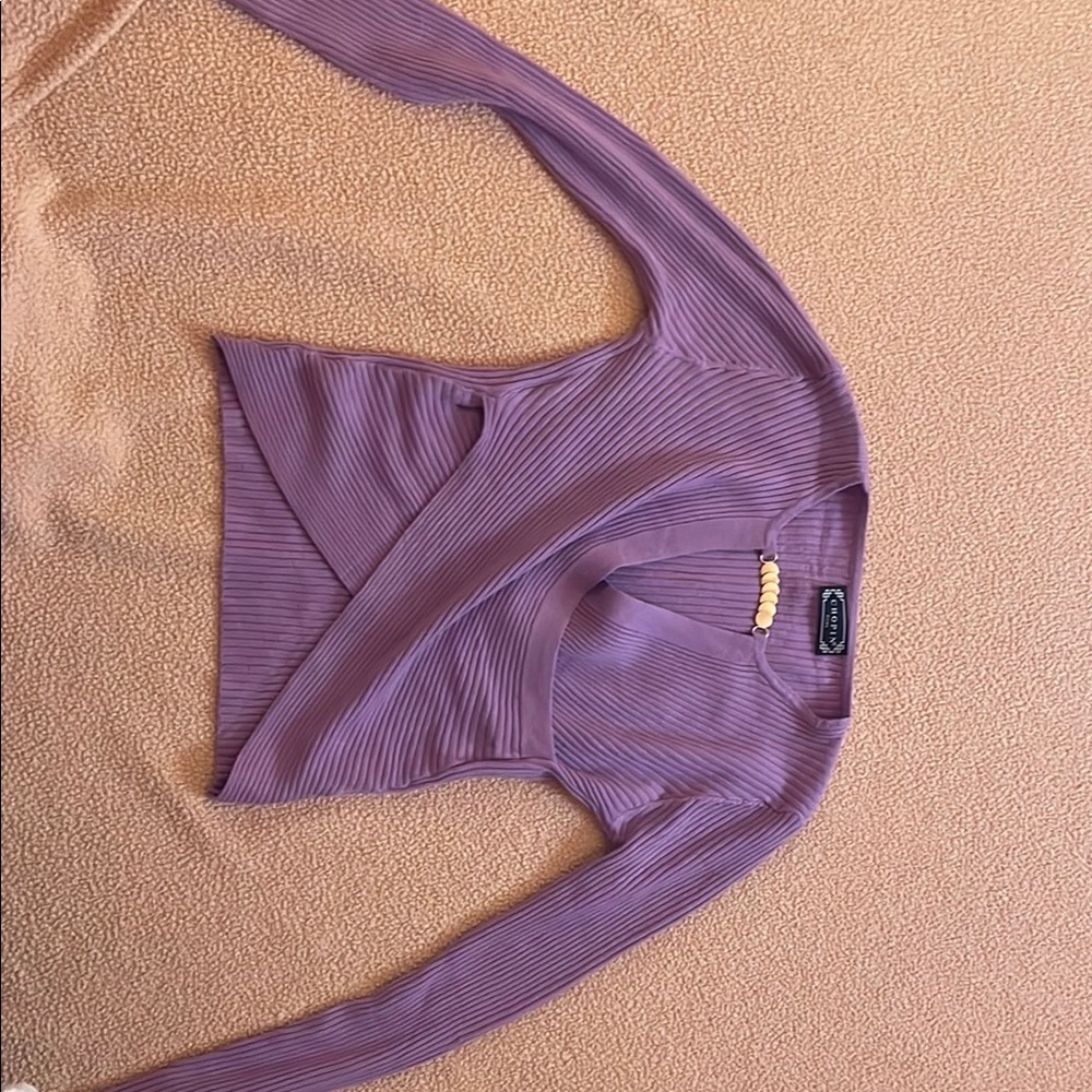 Purple Ribbed Long Sleeve Top